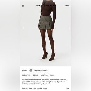 Naked wardrobe SUITING PLEATED PLAID MINI SKIRT